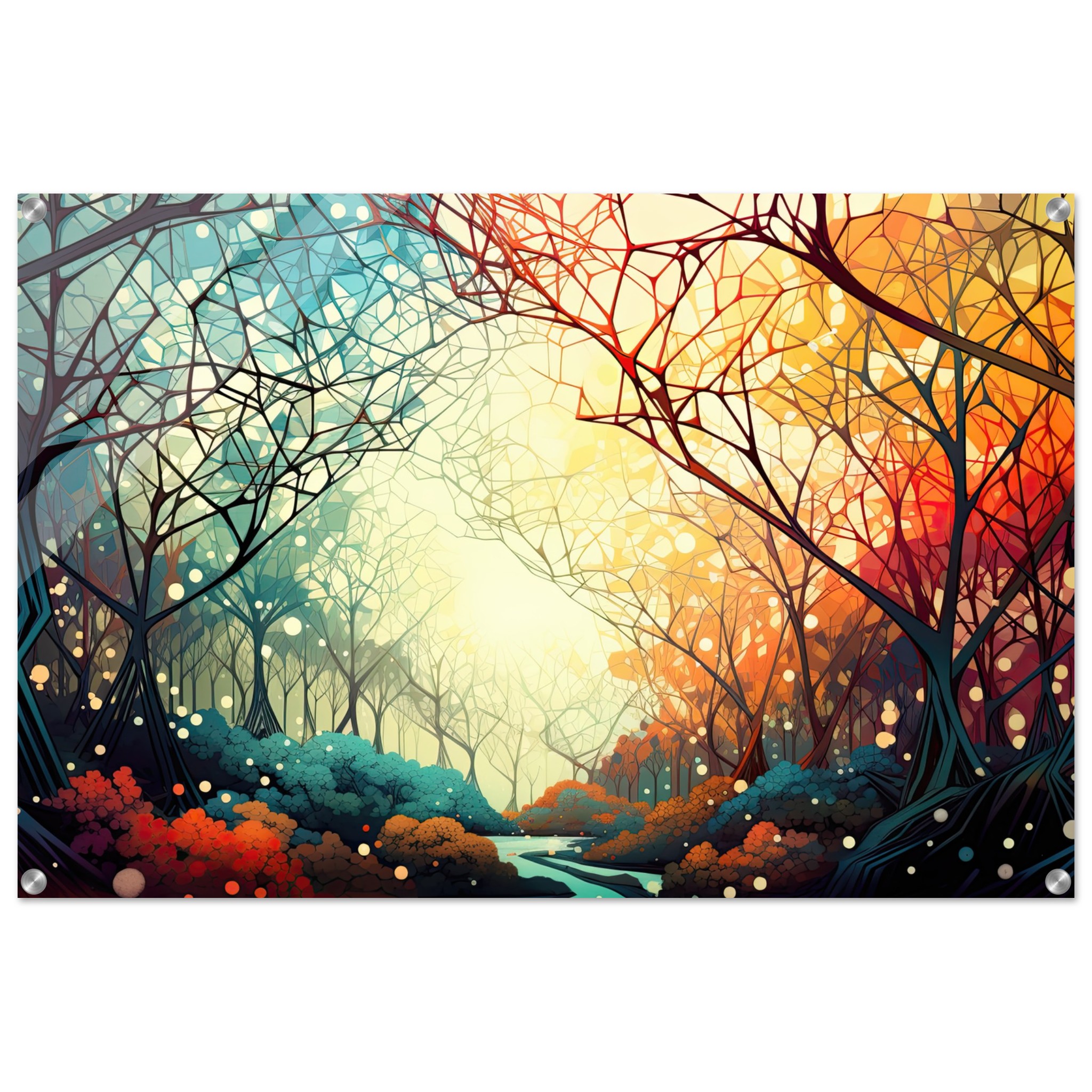 Forest Colorful Abstract Landscape Acrylic Print – 60×90 cm / 24×36″