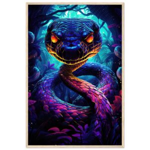 Psychedelic Snake Ultraviolet Colors Framed Print