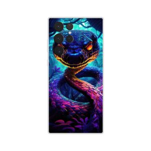 Psychedelic Snake Ultraviolet Colors Phone Case - Flexi case, Samsung - Galaxy S22 Ultra
