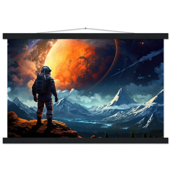 The Great Moon - Astronaut Hanging Print - 40x60 cm / 16x24″, Black wall hanger