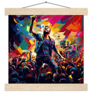 Concert in Color - Pop Art Print with Hanger - 25x25 cm / 10x10″, Natural wood wall hanger