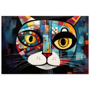 Abstract Painted Cat Face Metal Print - 20x30 cm / 8x12″