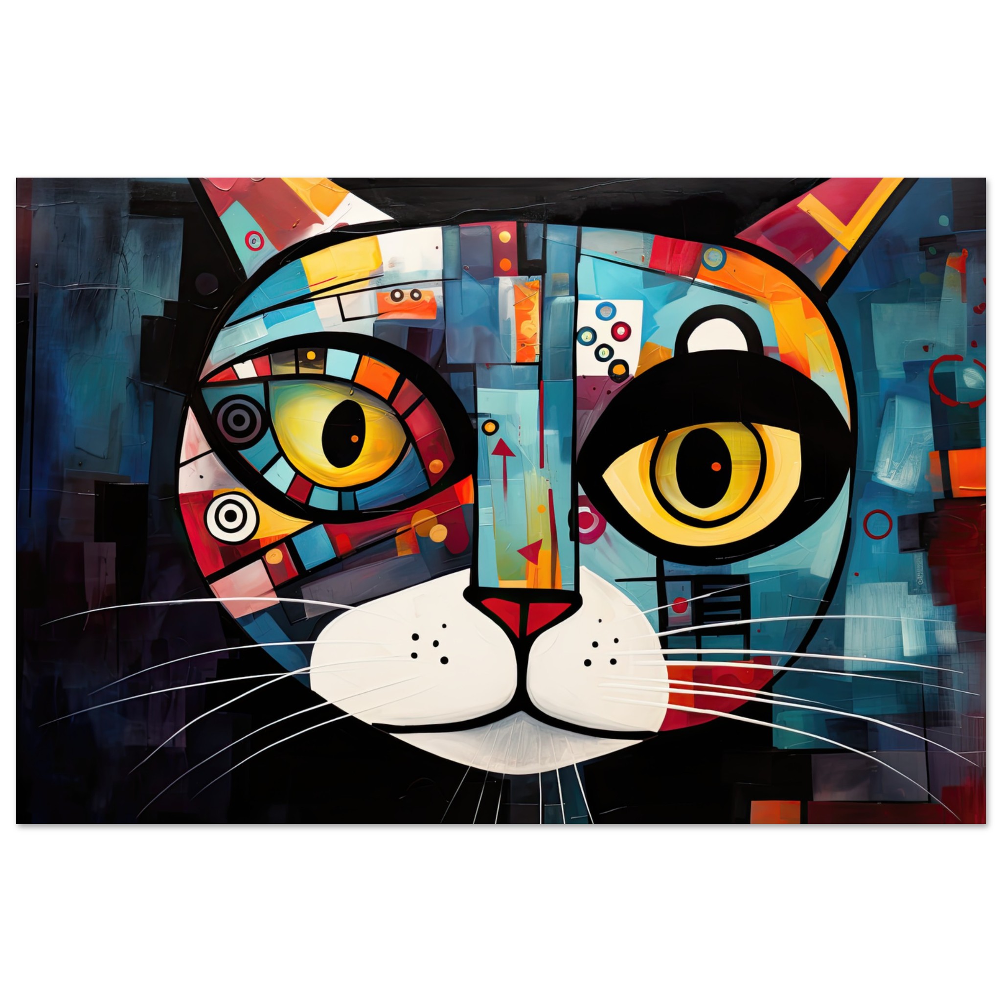 Abstract Painted Cat Face Metal Print – 20×30 cm / 8×12″