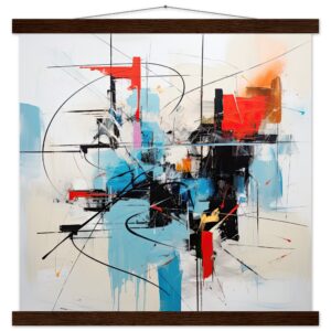 Abstract White Painted Hanging Print - 45x45 cm / 18x18″, Dark wood wall hanger