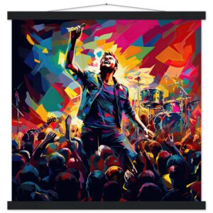 Concert in Color - Pop Art Print with Hanger - 50x50 cm / 20x20″, Black wall hanger