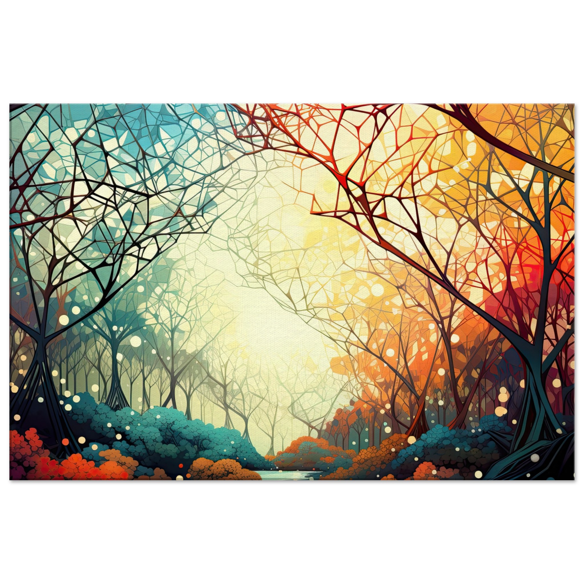 Forest Colorful Abstract Landscape Canvas Print – 60×90 cm / 24×36″, Slim