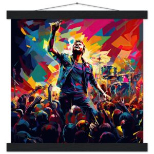 Concert in Color - Pop Art Print with Hanger - 35x35 cm / 14x14″, Black wall hanger