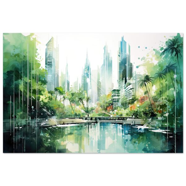 Rainy City Day Watercolor Poster