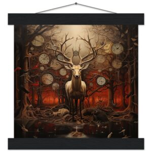 Forest Spirit God of Time Hanging Print - 25x25 cm / 10x10″, Black wall hanger
