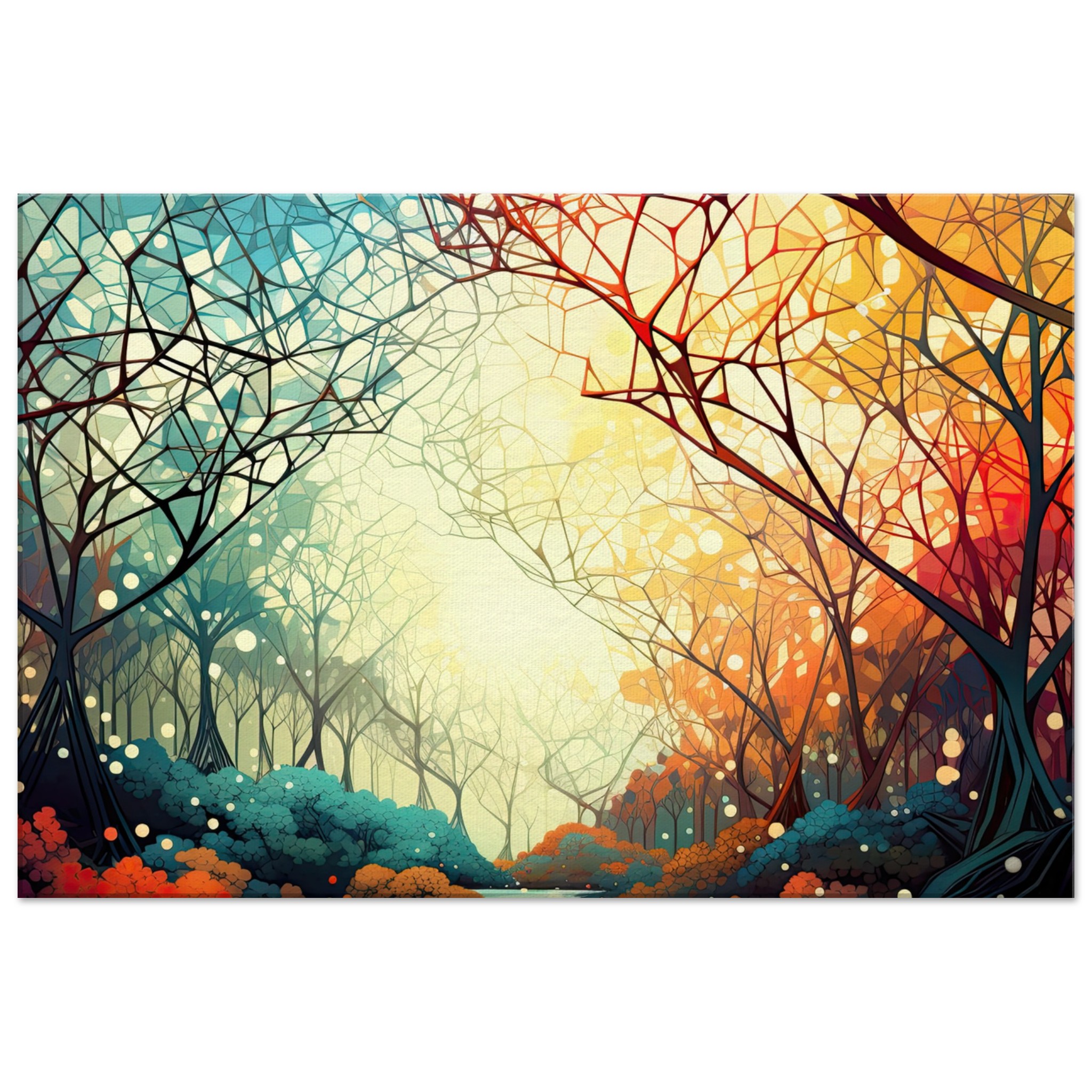 Forest Colorful Abstract Landscape Canvas Print – 50×75 cm / 20×30″, Slim