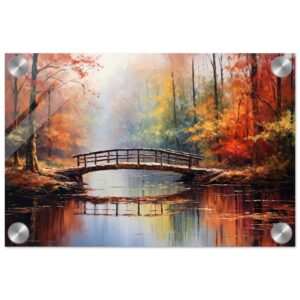 Autumn Bridge - Acrylic Painting Acrylic Print - 20x30 cm / 8x12″