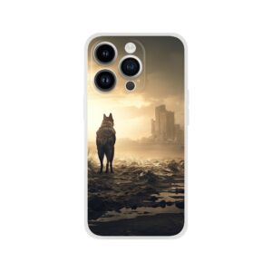 Lone Wolf Post-Apocalyptic World Phone Case - Flexi case, Apple - iPhone 14 Pro