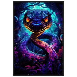 Psychedelic Snake Ultraviolet Colors Framed Print