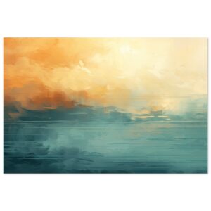 Abstract Lake Yellow Teal Metal Print - 60x90 cm / 24x36″