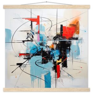 Abstract White Painted Hanging Print - 50x50 cm / 20x20″, Natural wood wall hanger