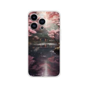 Secret Cherry Blossom Temple Phone Case - Flexi case, Apple - iPhone 14 Pro