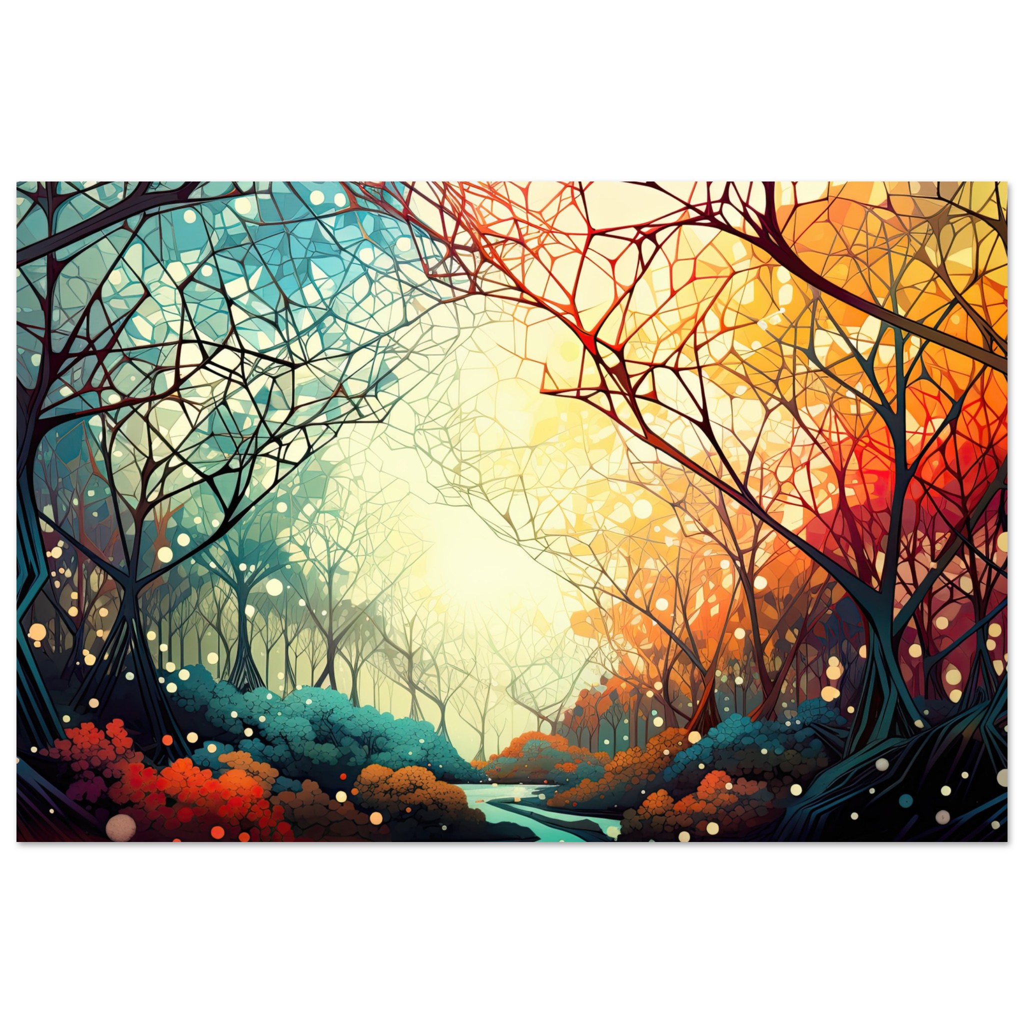 Forest Colorful Abstract Landscape Metal Print – 60×90 cm / 24×36″