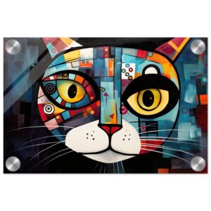 Abstract Painted Cat Face Acrylic Print - 20x30 cm / 8x12″