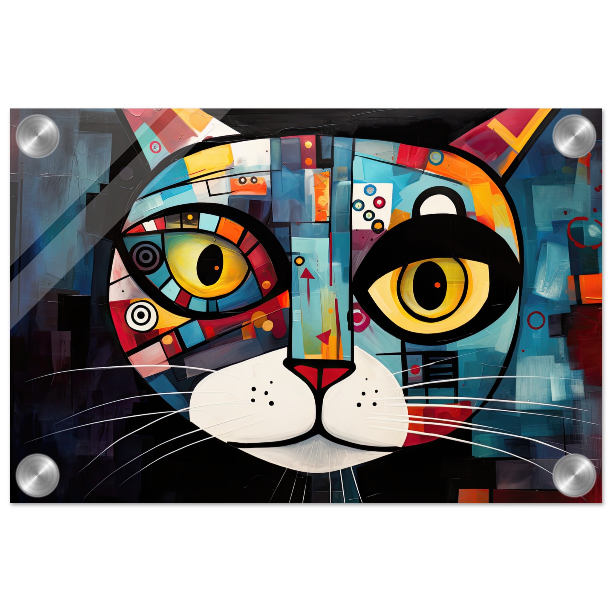 Abstract Painted Cat Face Acrylic Print – 20×30 cm / 8×12″