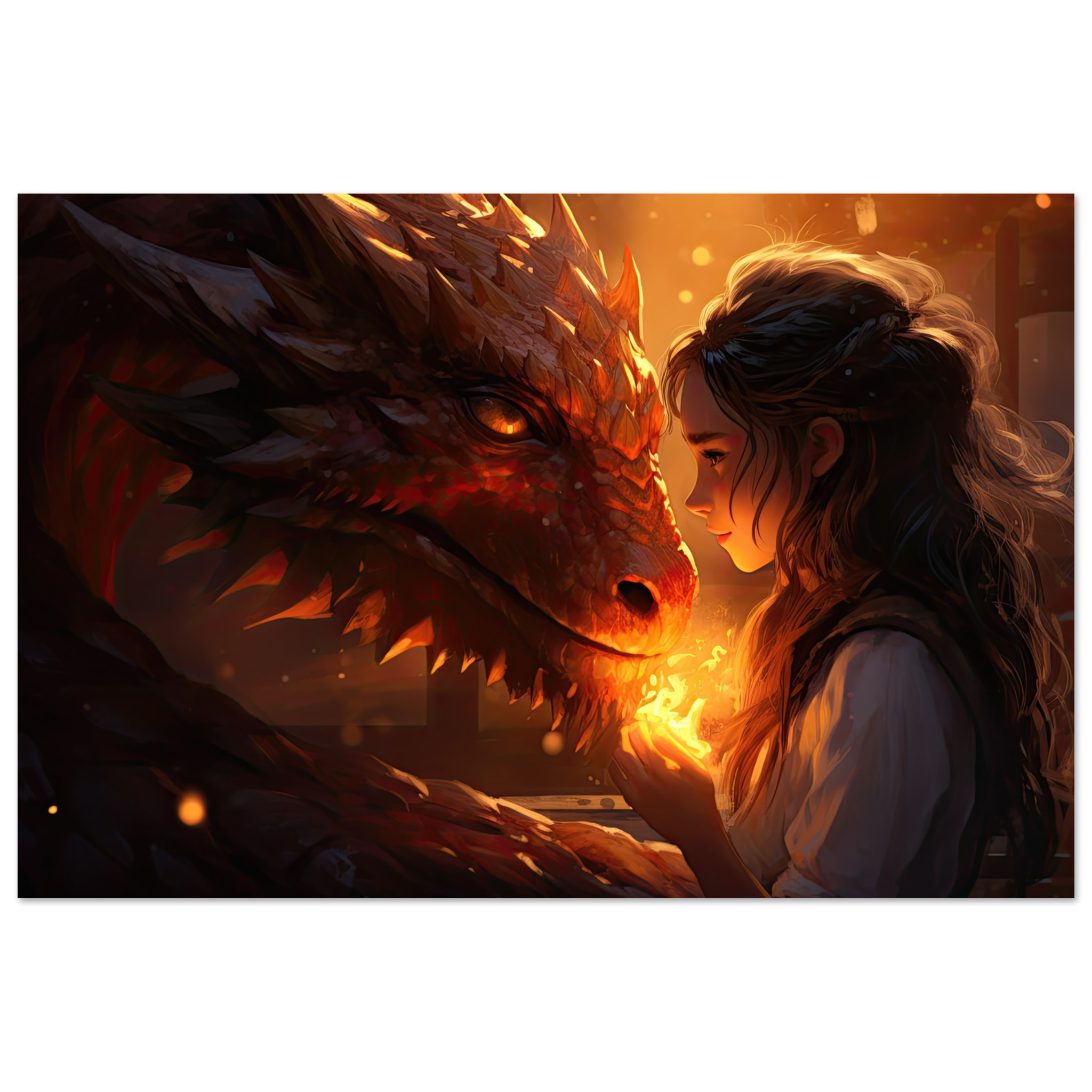 Magical Friendship - Girl and Dragon - Metal Print - 30x45 cm / 12x18″