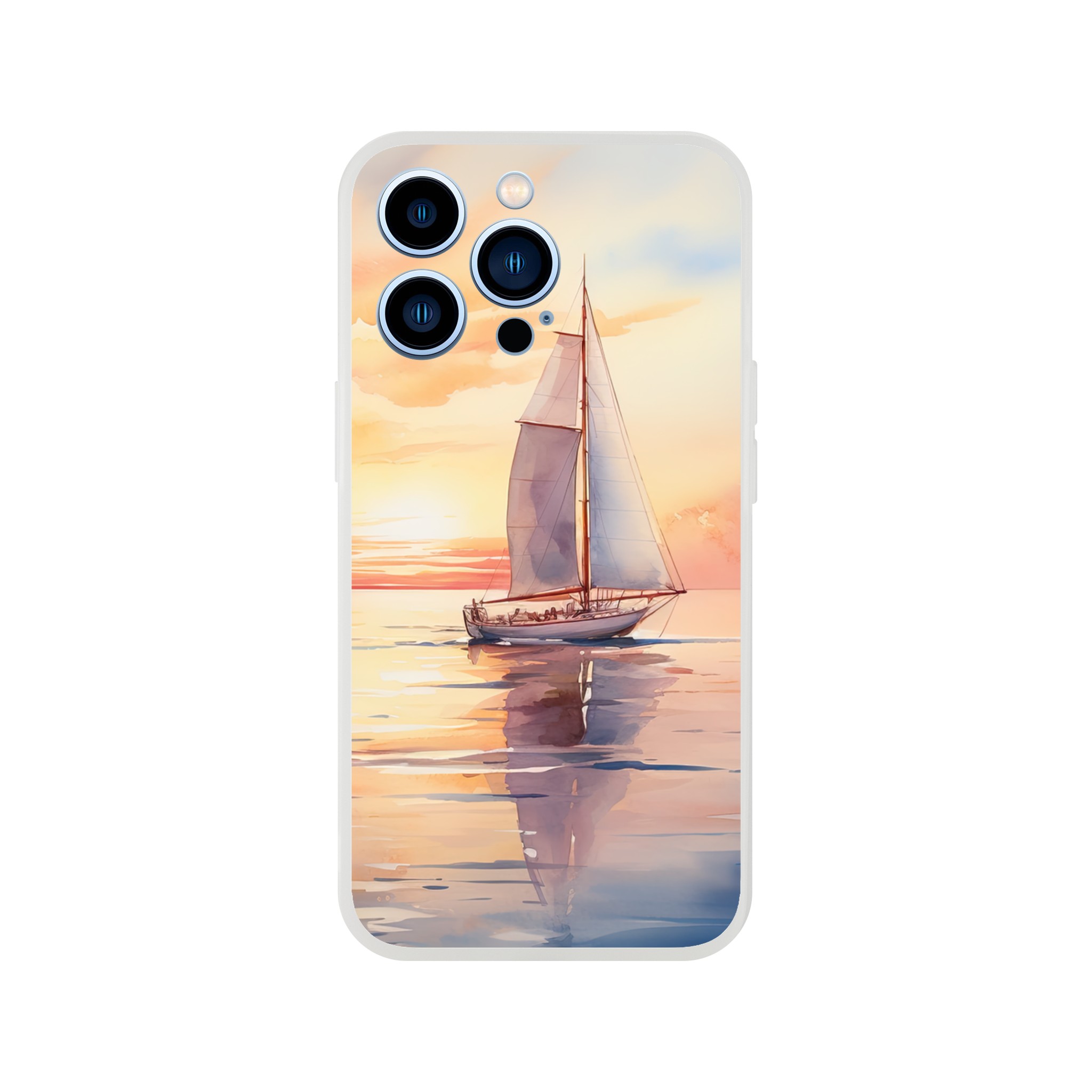 Beautiful Watercolor Sunset Sailboat Phone Case – Flexi case, Apple – iPhone 13 Pro