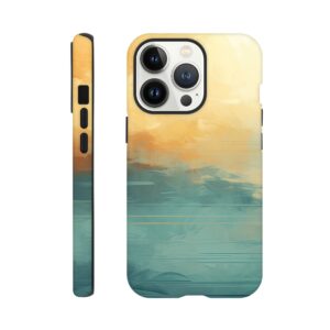 Abstract Lake Yellow Teal Phone Case - Tough case, Apple - iPhone 13 Pro