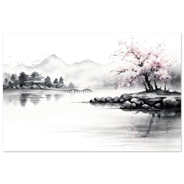 Tranquil Japanese Lake Art Poster