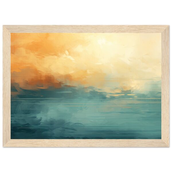 Abstract Lake Yellow Teal Framed Print