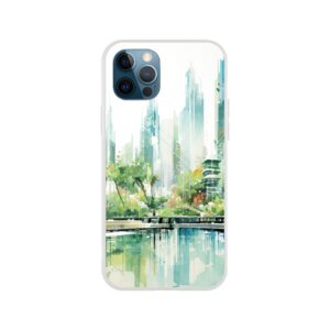 Rainy City Day Watercolor Phone Case - Flexi case, Apple - iPhone 12 Pro