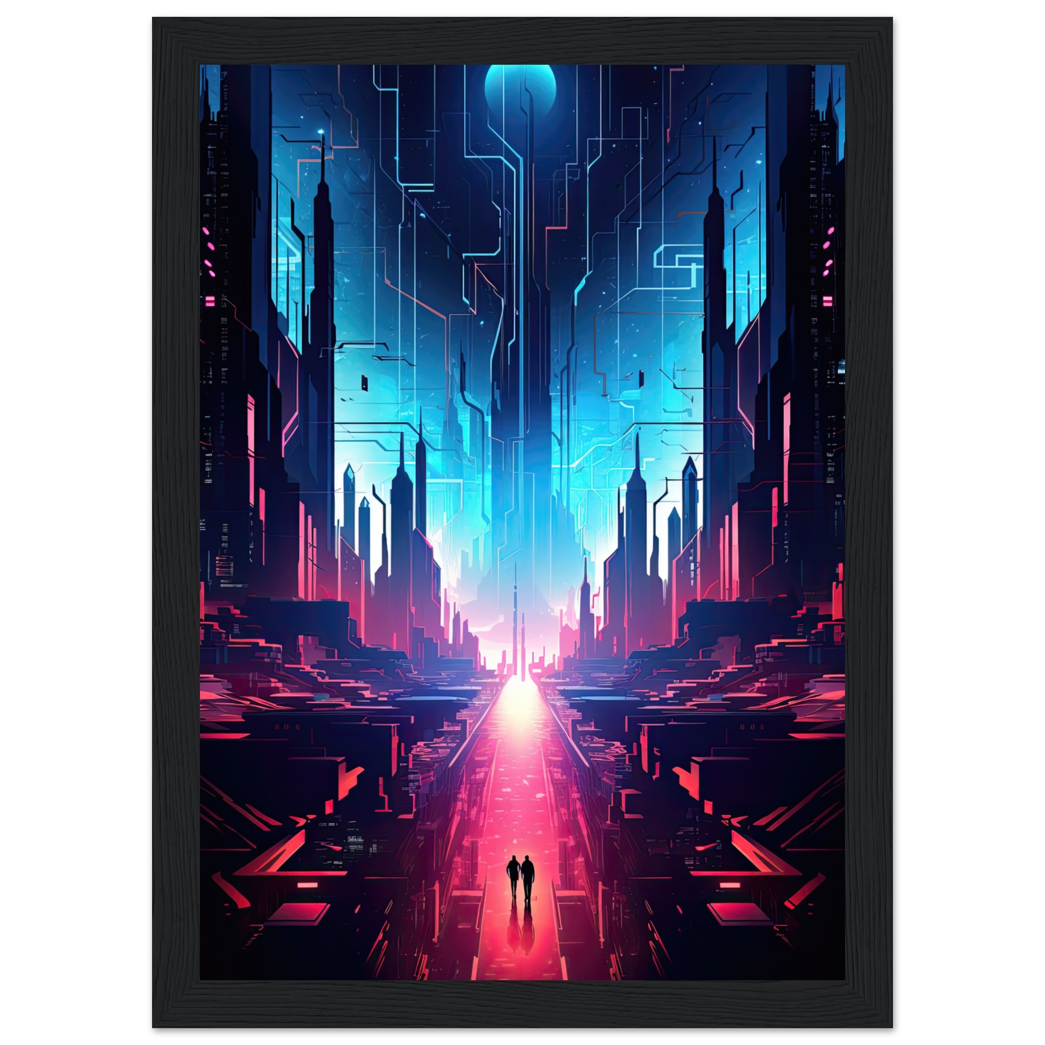Digital Paradise Abstract Futuristic Framed Print