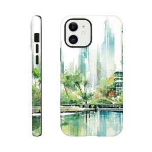Rainy City Day Watercolor Phone Case - Tough case, Apple - iPhone 12