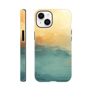 Abstract Lake Yellow Teal Phone Case - Tough case, Apple - iPhone 14