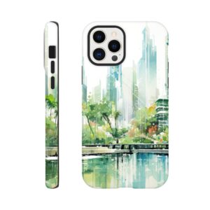 Rainy City Day Watercolor Phone Case - Tough case, Apple - iPhone 12 Pro