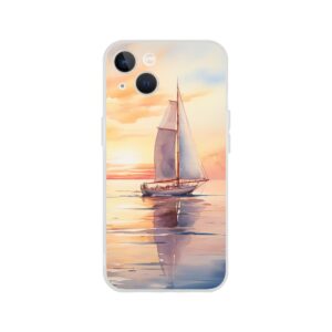 Beautiful Watercolor Sunset Sailboat Phone Case - Flexi case, Apple - iPhone 13