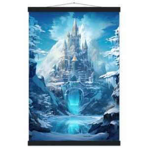 Frozen Icebound Castle Hanging Print - 40x60 cm / 16x24″, Black wall hanger