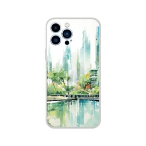 Rainy City Day Watercolor Phone Case - Flexi case, Apple - iPhone 13 Pro Max