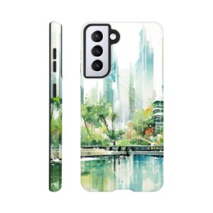 Rainy City Day Watercolor Phone Case - Tough case, Samsung - Galaxy S21