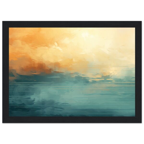 Abstract Lake Yellow Teal Framed Print