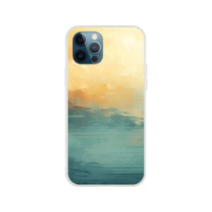 Abstract Lake Yellow Teal Phone Case - Flexi case, Apple - iPhone 12 Pro