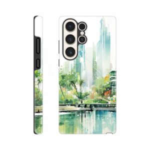 Rainy City Day Watercolor Phone Case - Tough case, Samsung - Galaxy S23 Ultra