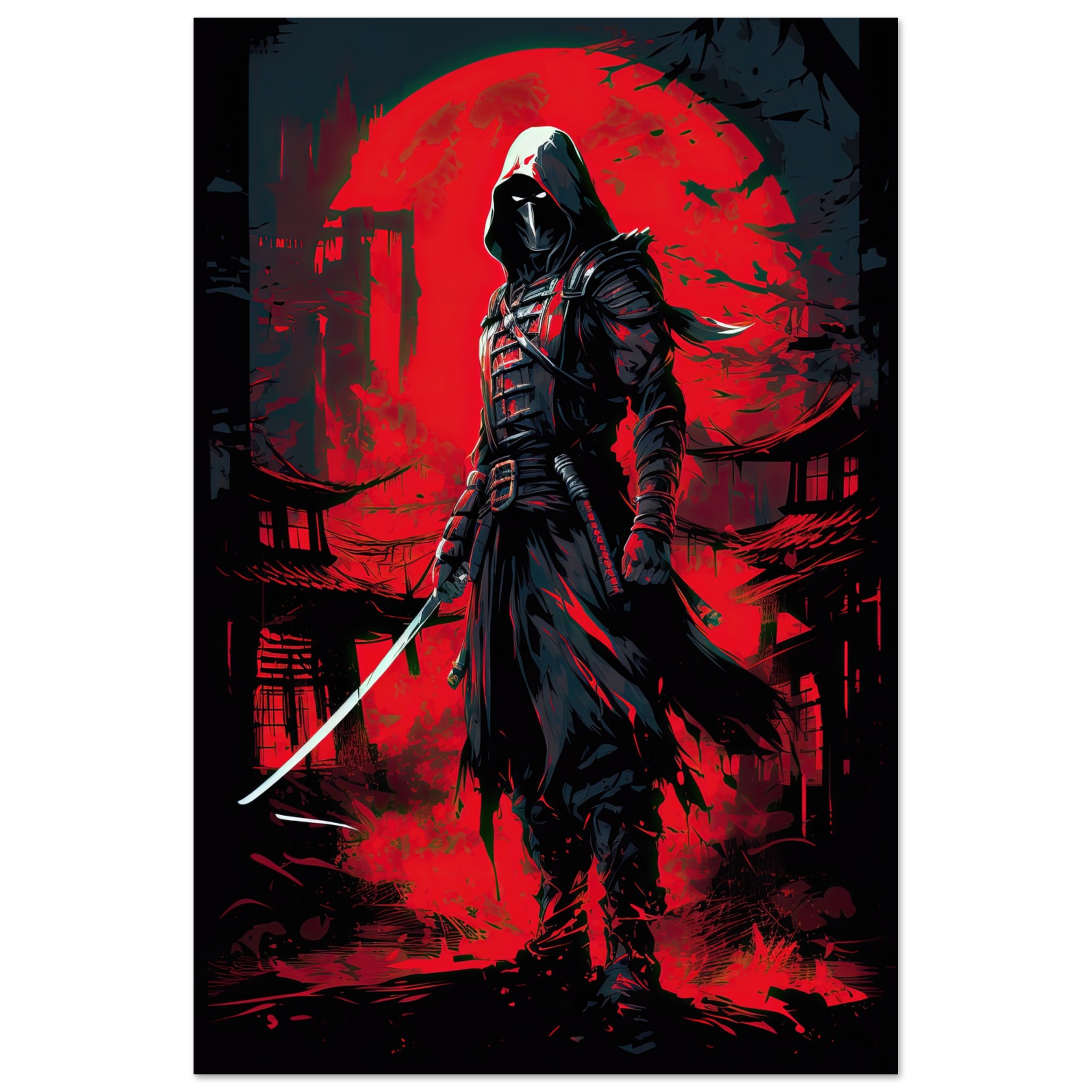 Stealthy Ninja Assassin Metal Print – 40×60 cm / 16×24″