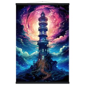 Celestial Observatory Hanging Print - 60x90 cm / 24x36″, Black wall hanger