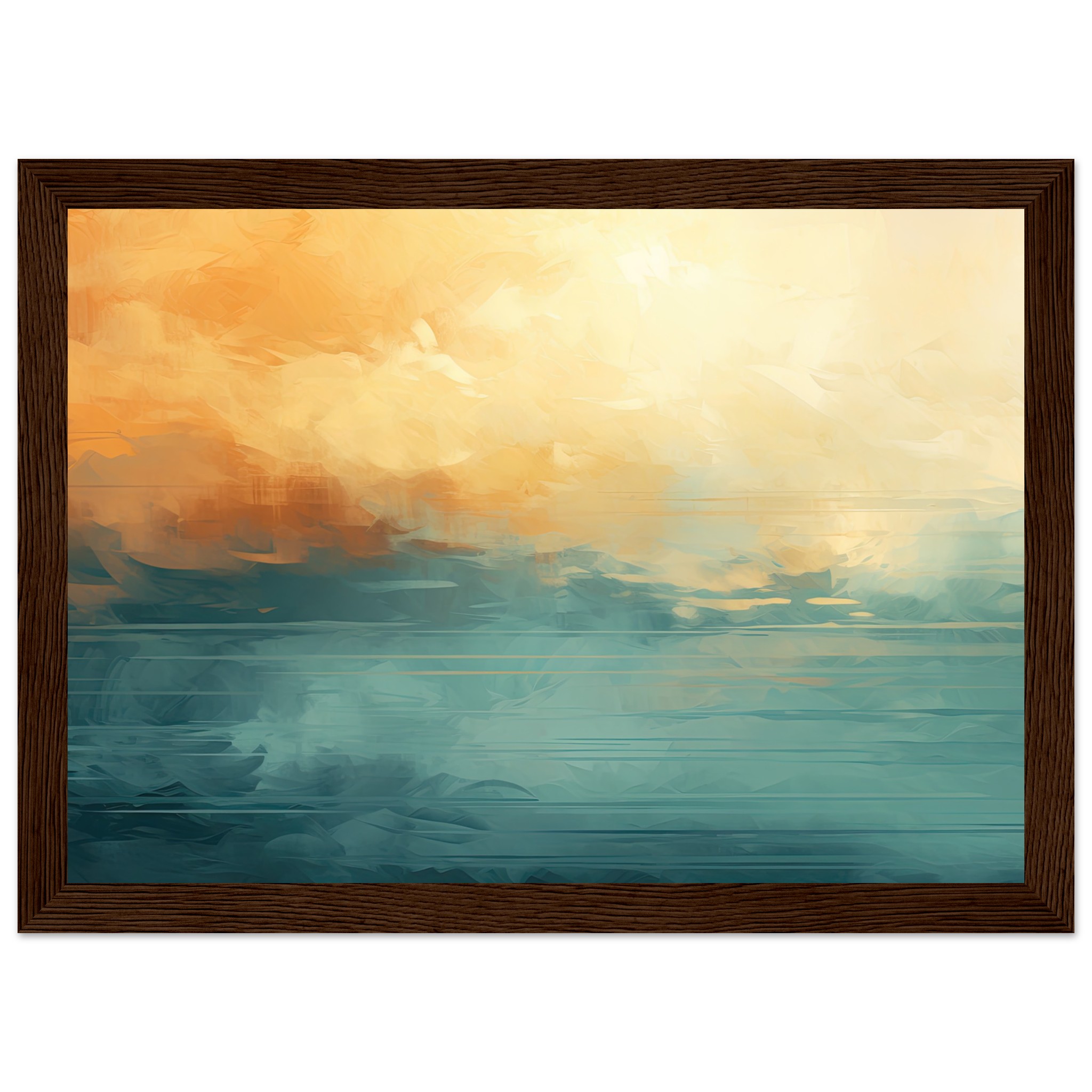 Abstract Lake Yellow Teal Framed Print