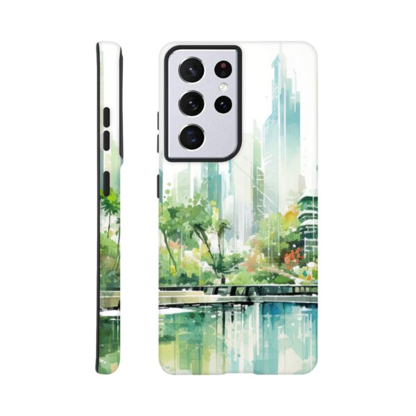 Rainy City Day Watercolor Phone Case - Tough case, Samsung - Galaxy S21 Ultra