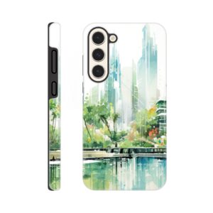 Rainy City Day Watercolor Phone Case - Tough case, Samsung - Galaxy S23 Plus