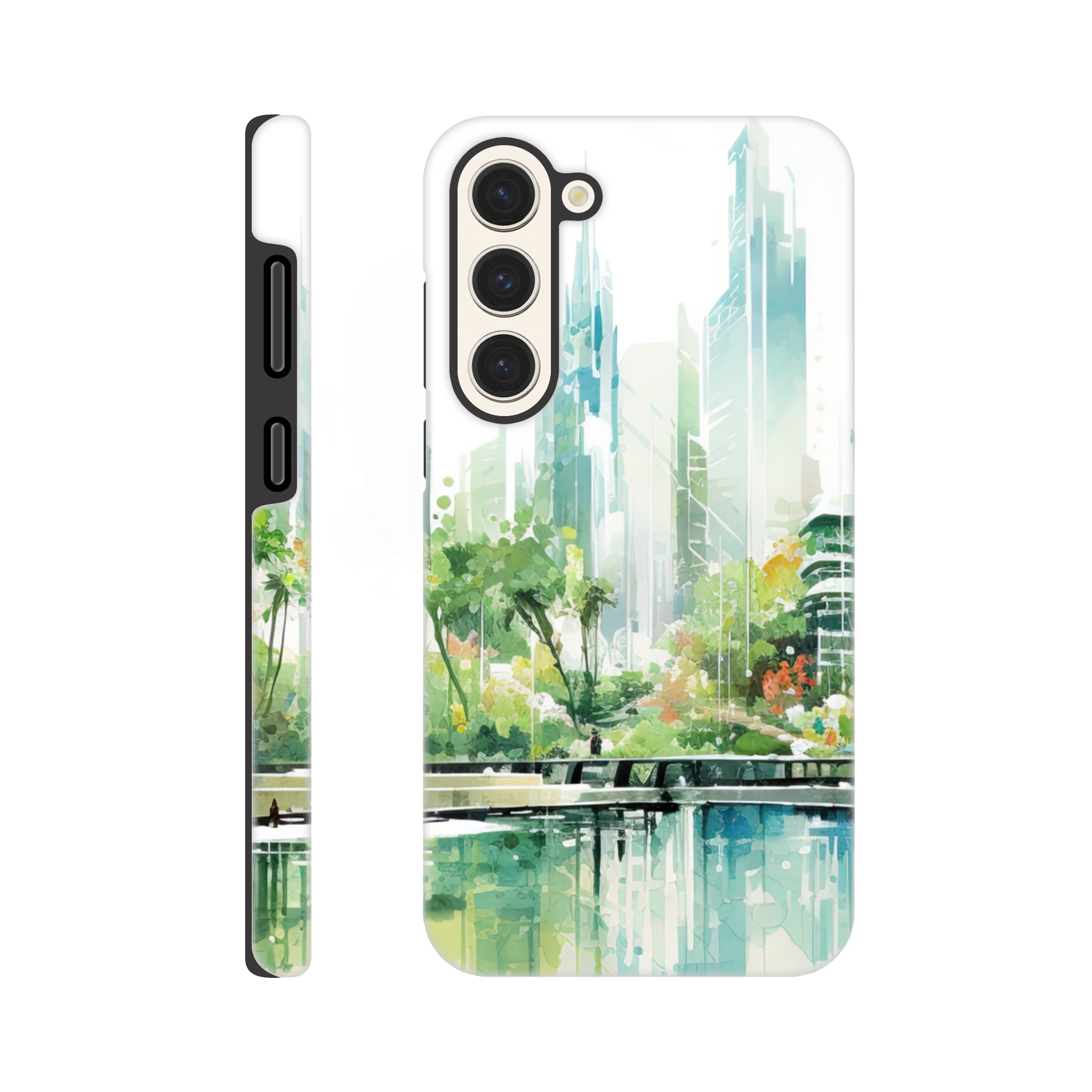Rainy City Day Watercolor Phone Case – Tough case, Samsung – Galaxy S23 Plus