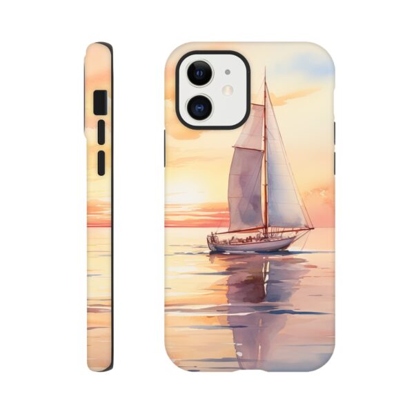 Beautiful Watercolor Sunset Sailboat Phone Case - Tough case, Apple - iPhone 12