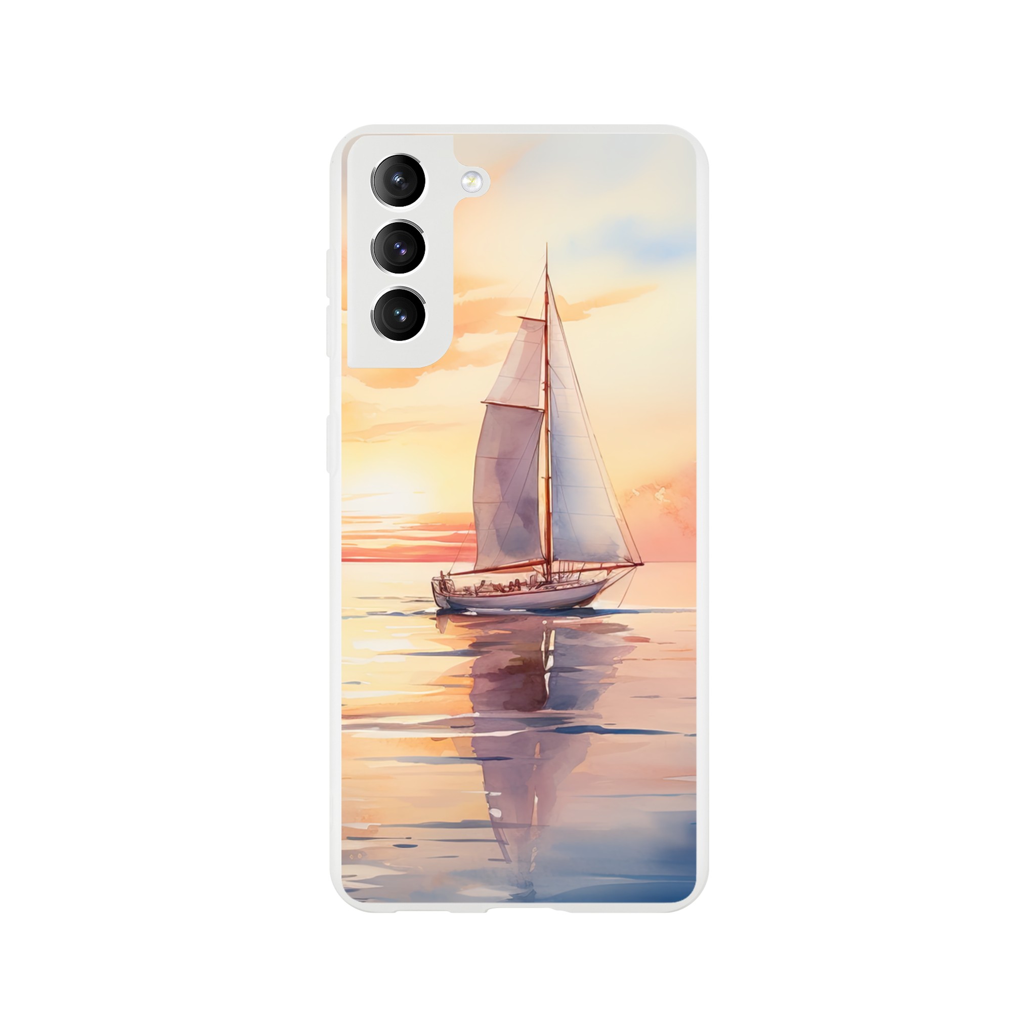 Beautiful Watercolor Sunset Sailboat Phone Case – Flexi case, Samsung – Galaxy S21