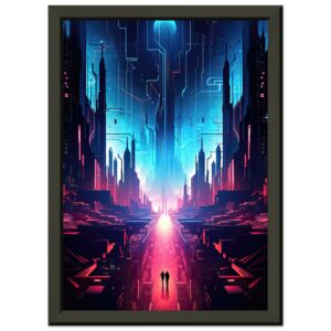 Digital Paradise Abstract Futuristic Framed Print