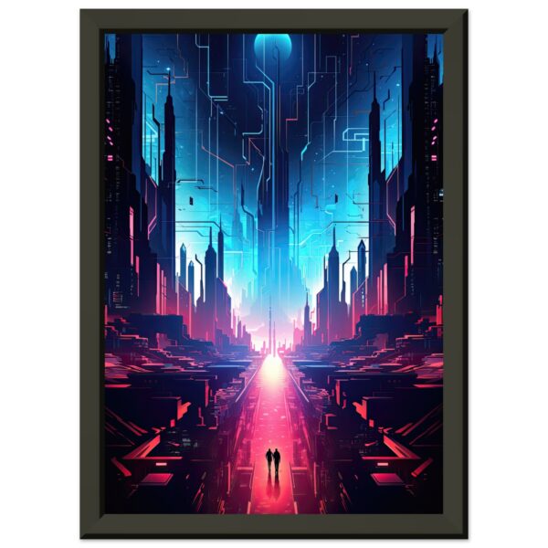 Digital Paradise Abstract Futuristic Framed Print